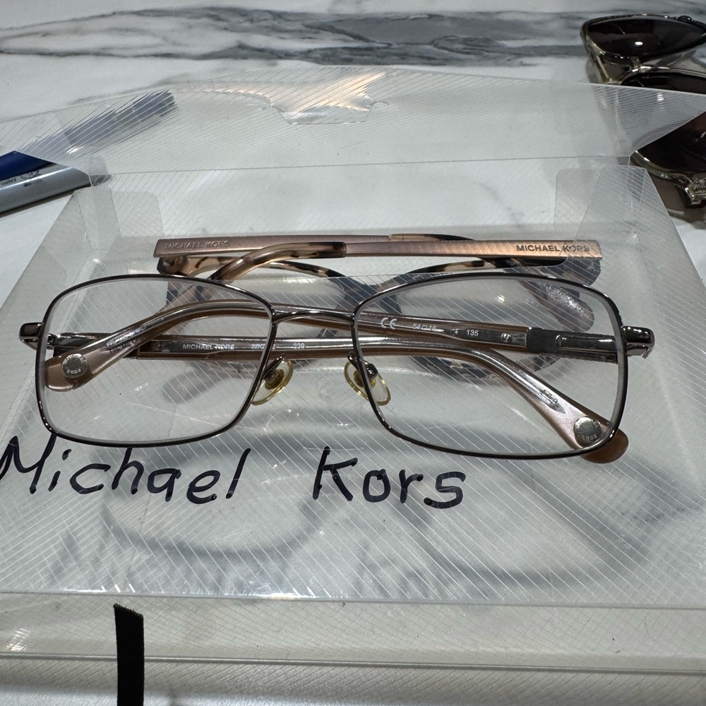 Michael Kors Men's Two-Tone Rose Gold and Gunmetal Metal Optical Frames